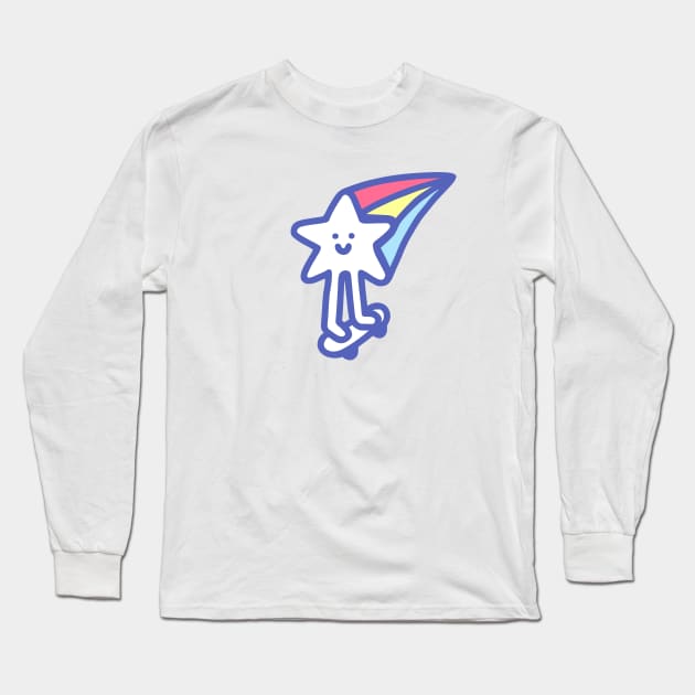 Shooting Star Riding A Skateboard Long Sleeve T-Shirt by obinsun